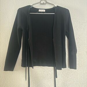 Black Ribbed Cardigan and Top Set